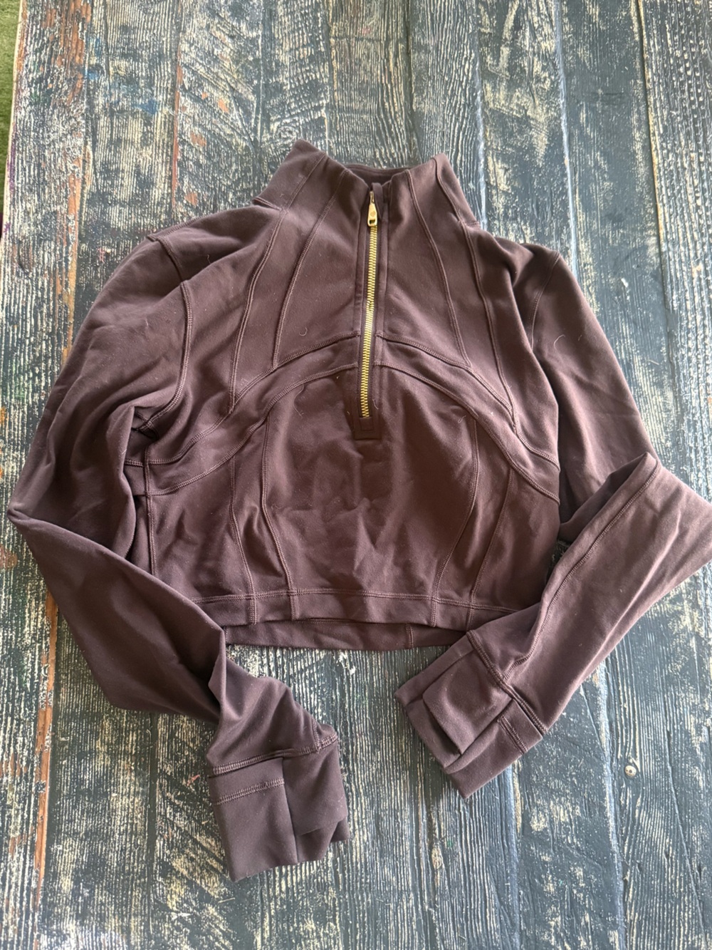 Lululemon Women's Brown Quarter-Zip Long Sleeve Top
